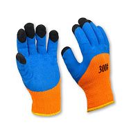 Перчатки акриловые рифленые синие с черными пальцами (ST-14)