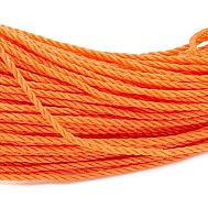 Канат 3-х прядный полиэтиленовый (ПЭТ), d-4 мм, цвет оранжевый, 85 метр.
