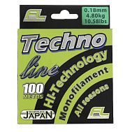 Леска  "TECHNO LINE"  100 м   0.18 мм, 4.8 кг (1уп-10шт) уп,